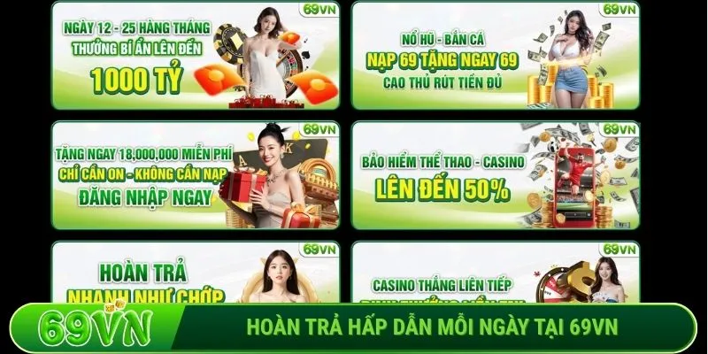 Hoàn trả hấp dẫn tại 69VN
